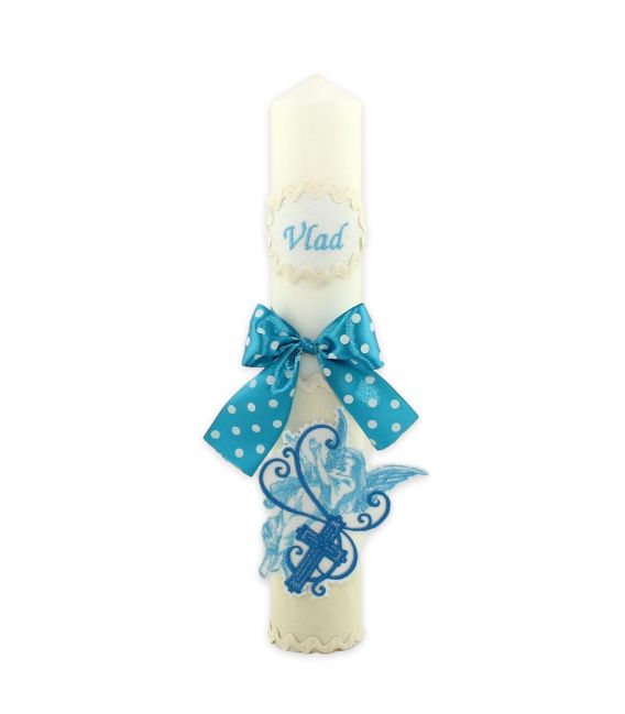 Lumanare de botez personalizata ingeras brodat