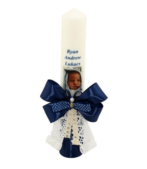 Lumanare de botez personalizata cu poza Ryan