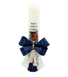 Lumanare de botez personalizata cu poza Ryan