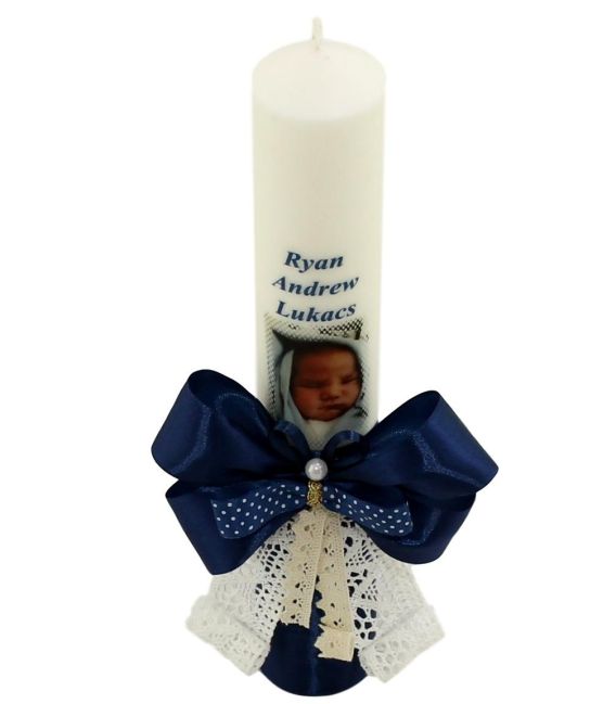Lumanare de botez personalizata cu poza Ryan