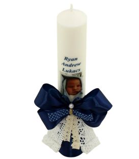 Lumanare de botez personalizata cu poza Ryan