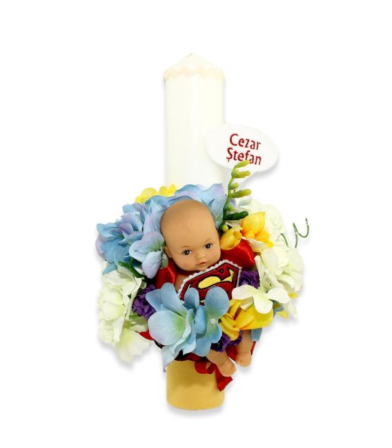 Lumanare botez baieti modele superbebe cu jucarie
