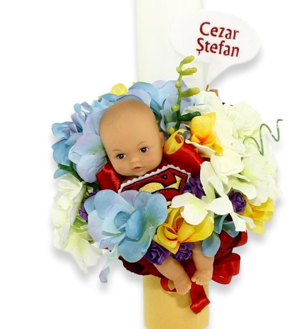 Lumanare botez baieti modele superbebe cu jucarie