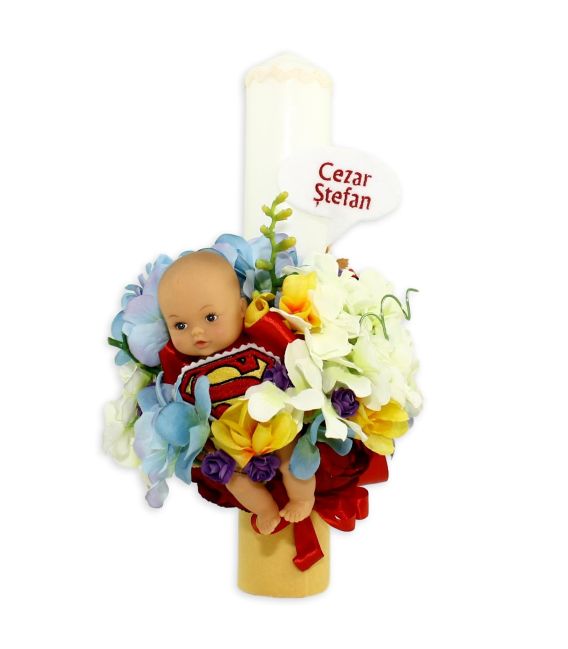 Lumanare botez baieti modele superbebe cu jucarie