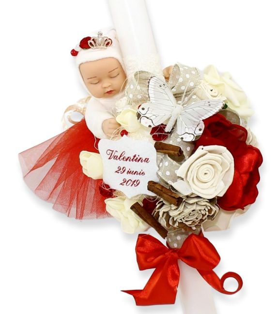 Lumanare botez cu jucarie Valentina