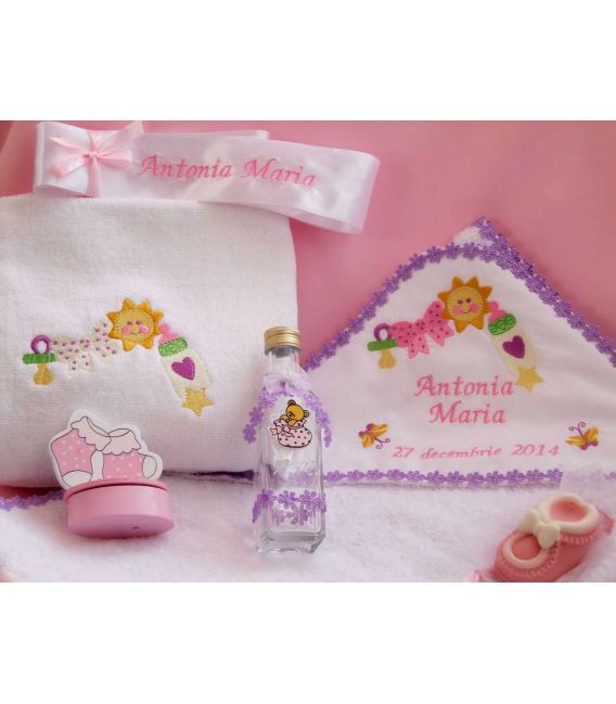 Trusou botez personalizat soare fluturasi si jucarii