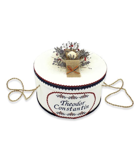 Trusou botez complet model traditional Constantin - cutie rotunda botez
