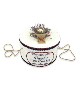 Trusou botez complet model traditional Constantin - cutie rotunda botez