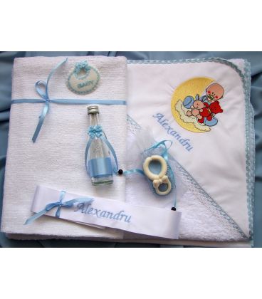 Trusou botez personalizat bebelus si jucarii