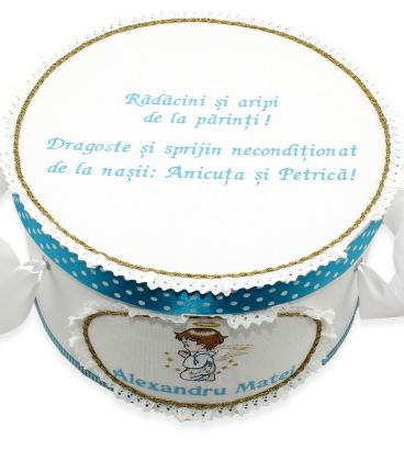 Cutie trusou botez cu ingeras și mesaj