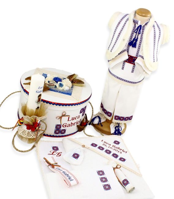 Trusouri botez traditionale - Set botez complet băieți traditional personalizat Luca