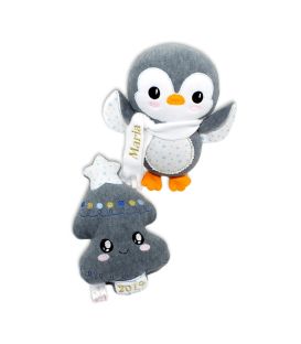 Set personalizat cadou de Crăciun bradut si pinguin Maria