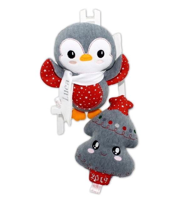 Jucarii personalizate bebelusi - Cadou Crăciun bradut si pinguin personalizati Luca