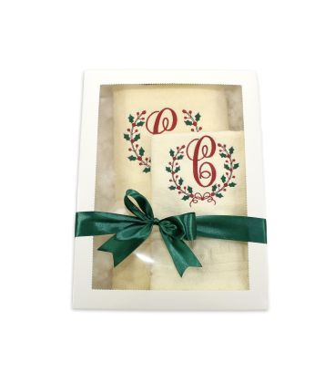set 2 prosoape bej personalizate cu monograma -1