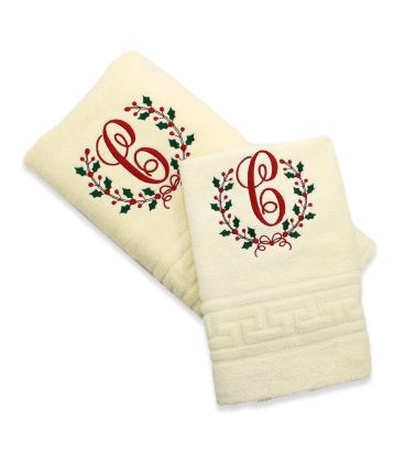 set 2 prosoape bej personalizate cu monograma-2