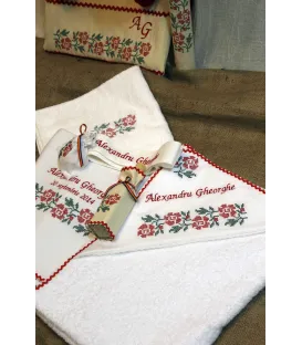 Trusou botez traditional personalizat broderie floare