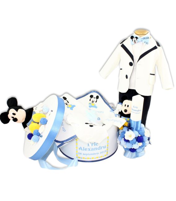 Trusou botez personalizat complet Baby Mickey dragalas 20 piese  - Trusouri  Botez Complete