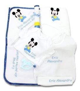 Trusou botez personalizat complet Baby Mickey dragalas 20 piese  - Trusouri  Botez Complete