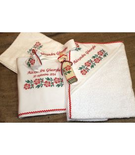 Trusouri botez traditionale - Trusou botez traditional personalizat broderie floare