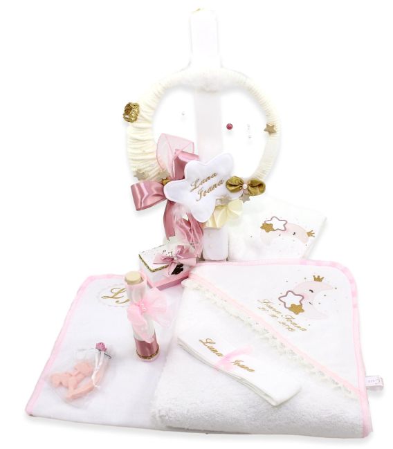 Set botez cu lumanare si trusou Luna