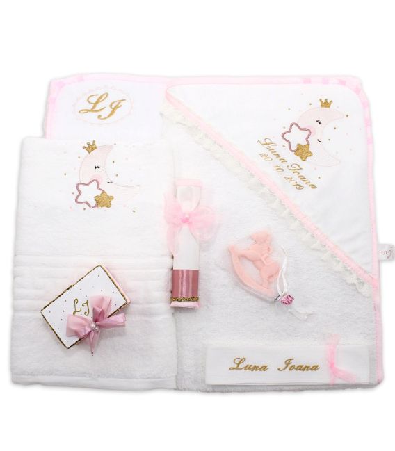 Set botez cu lumanare si trusou Luna