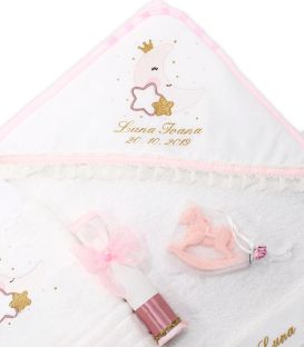 Set botez cu lumanare si trusou Luna