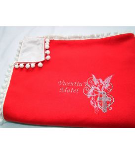 Paturica Botez Personalizata Ingeras si Cruce pompom