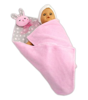 Jucarii personalizate bebelusi - Paturica personalizata cu jucarie iepuras roz