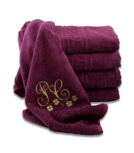 Prosop personalizat cu monograme pentru fata sau dus mov violet
