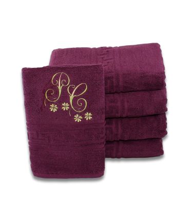 Prosop personalizat cu monograme pentru fata sau dus mov violet