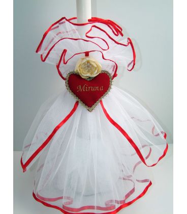 Lumanare botez personalizata inimioara rosie