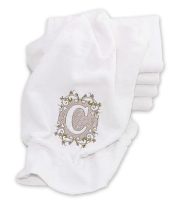 Prosop de baie alb  personalizat cu monograma C