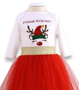 Set personalizat Primul meu Craciun pentru fetite ren