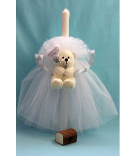 Lumanare botez personalizata ursulet cu inimioara