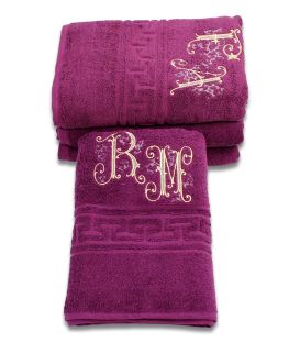 Prosop de baie  mov-violet personalizat cu monograme