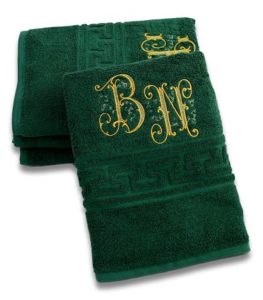 Prosop de baie 500g/mp verde personalizat cu monograme