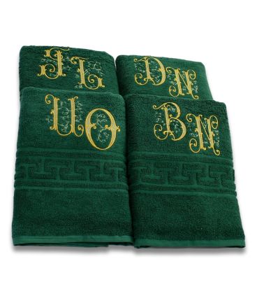 Prosop de baie 500g/mp verde personalizat cu monograme