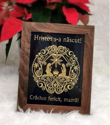 Tablou brodat Craciun cadou personalizat