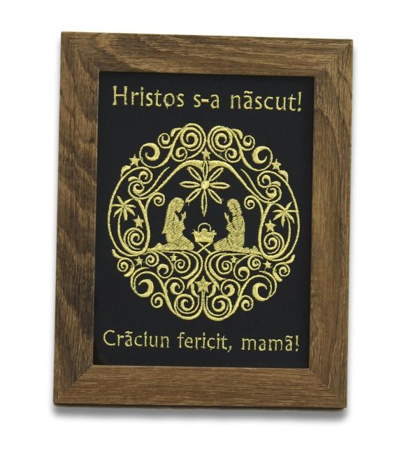 Tablou brodat Craciun cadou personalizat