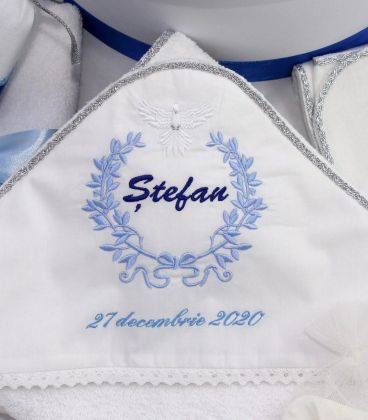 Set botez trusou personalizat si cutie decorata porumbel