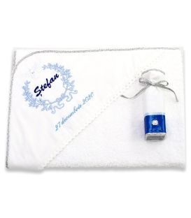 Set botez trusou personalizat si cutie decorata porumbel