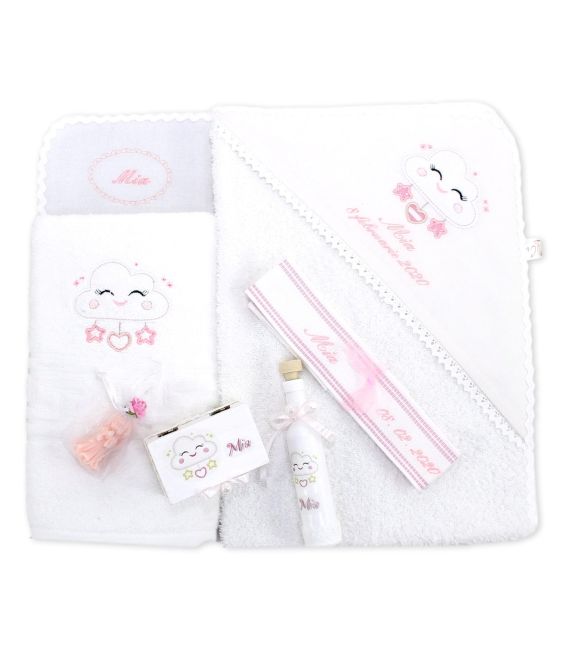 Set botez trusou si cutie pentru fetite norisor fericit