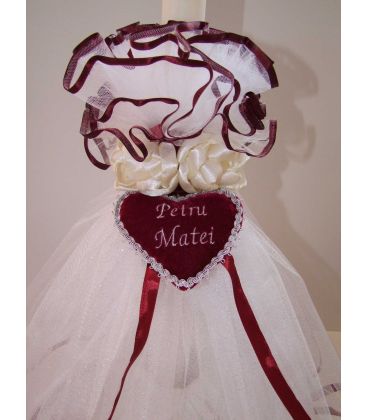 Lumanare botez cu tull model purpuriu regal