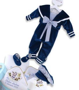 Set botez complet marinar pentru baieti 13 piese premium  - Trusouri  Botez Complete