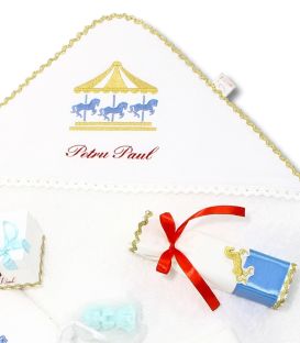 Set botez Carusel cutia rotunda inclusa