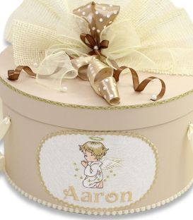 Trusou botez complet ingerasul Rafael personalizat auriu  - Trusouri  Botez Complete