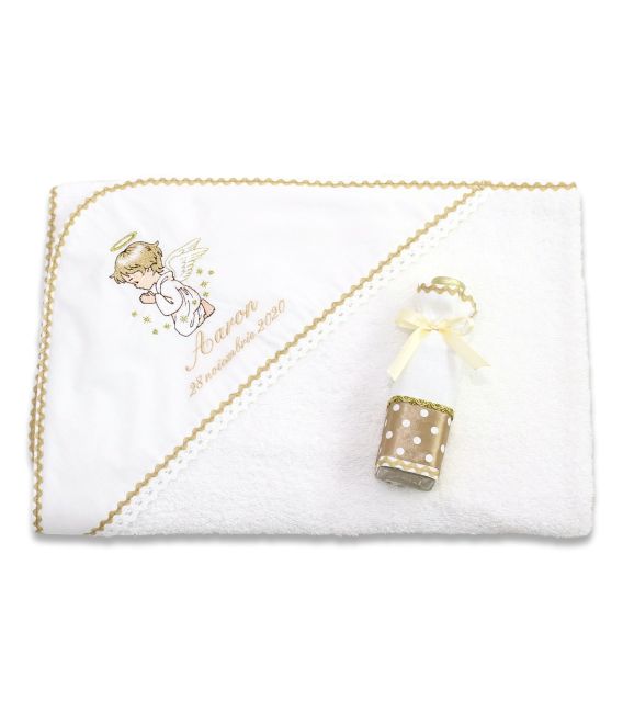 Trusou botez complet ingerasul Rafael personalizat auriu  - Trusouri  Botez Complete