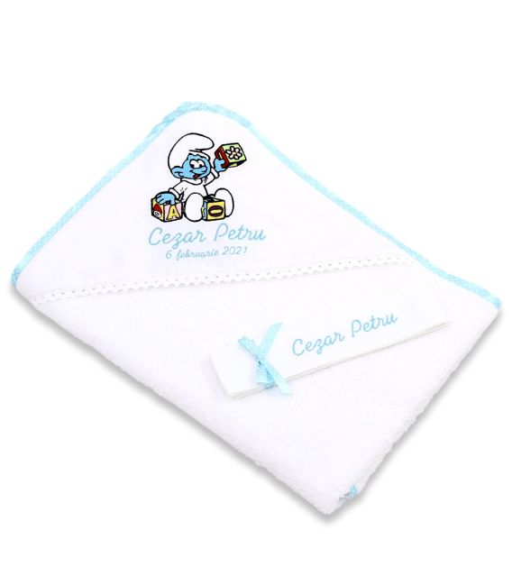 Set trusou bebe strumf personalizat cu jucarii  - Trusouri  Botez Complete