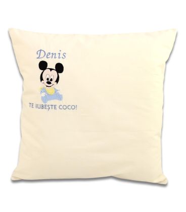 Pernuta personalizata pentru copii cu Mikey Mouse si mesaj