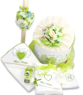 Set botez complet baiat inimioara ingeras personalizat 